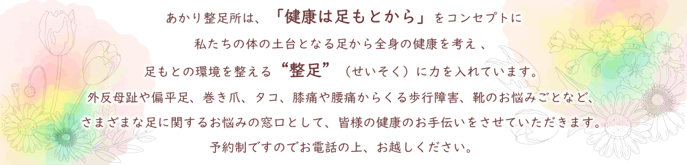 あかり整足所は、「健康は足もとから」をコンセプトに